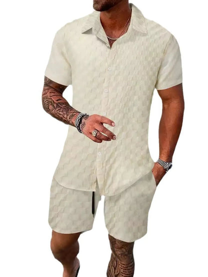 Men's Collared Neck Short Sleeve Top and Shorts Set
