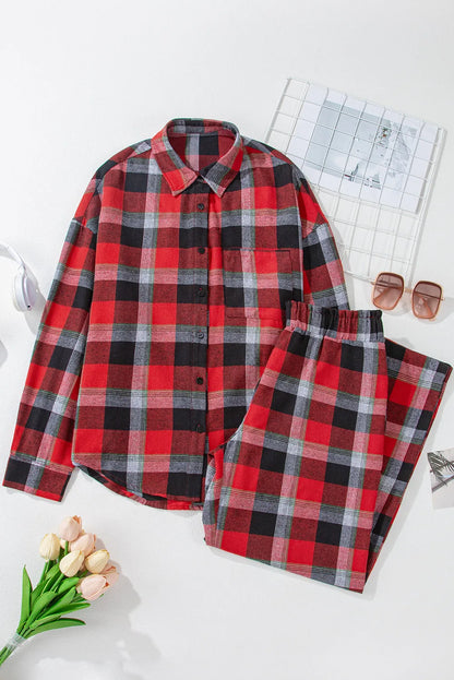 Plaid Long Sleeve Lounge Set