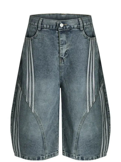 Men's Striped Loose Fit Denim Shorts