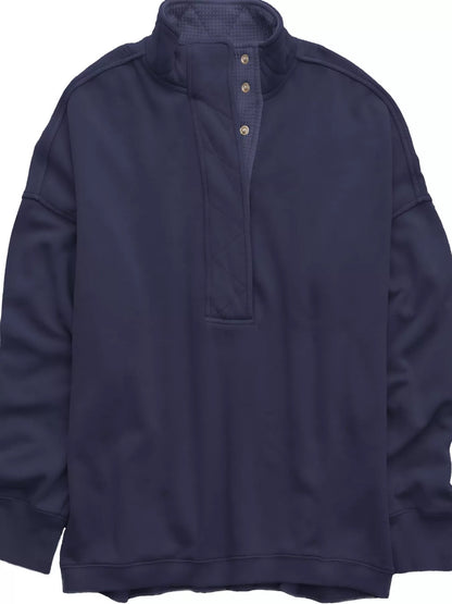 Half Snap Dropped Shoulder Sweatshirt