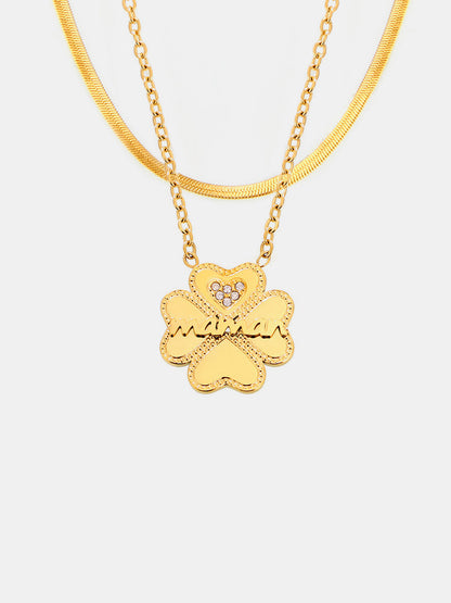 2 Piece 18K Gold-Plated Clover Necklace