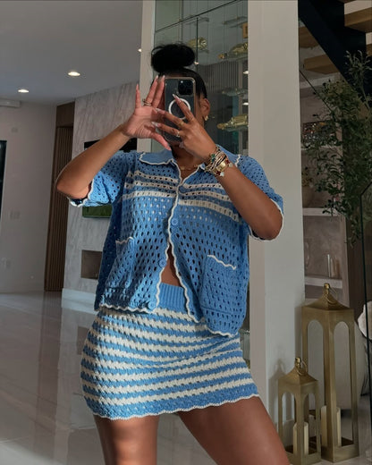 Loose Knit Mini Beach Skirt Set