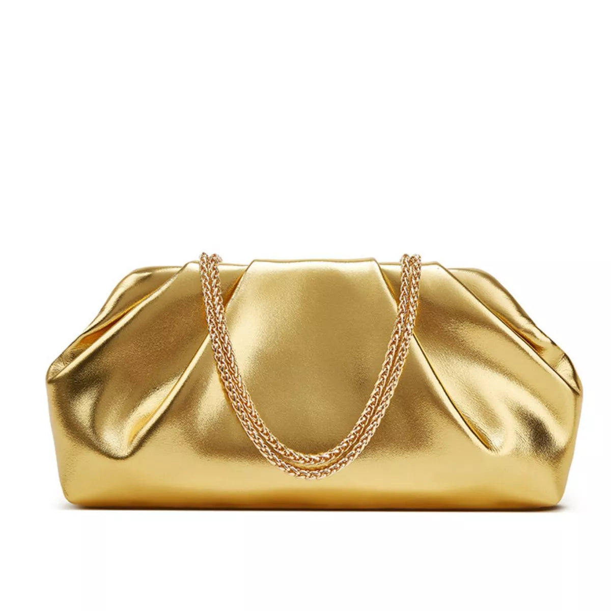 Ruched Shoulder Bag with Chain Strap