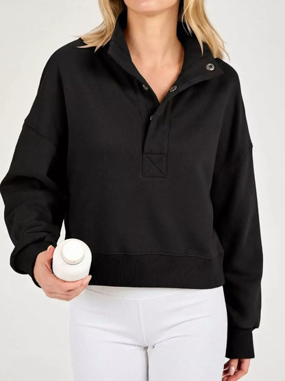 Half Snap Dropped Shoulder Sweatshirt