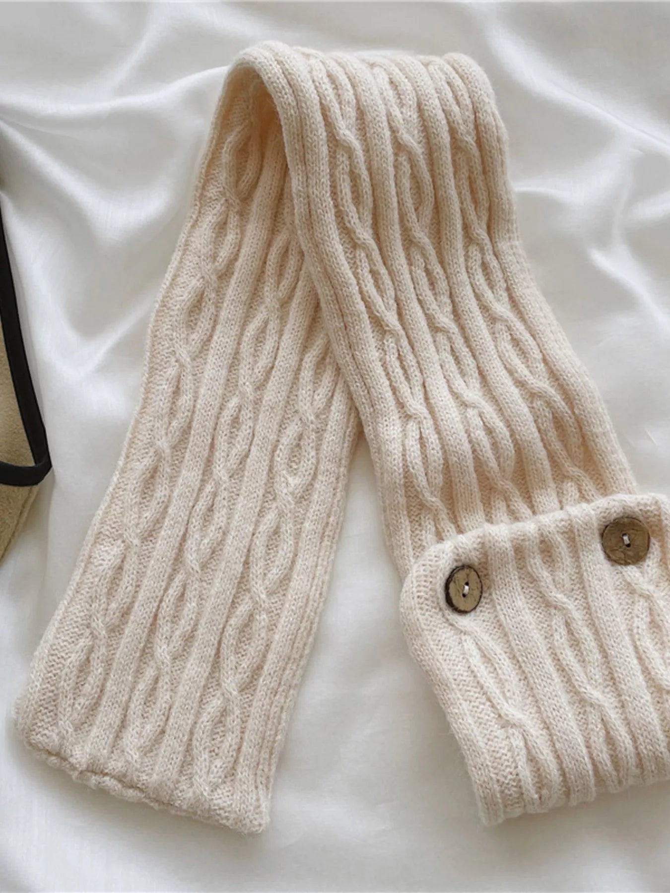 Button-Accent Knitted Winter Scarf