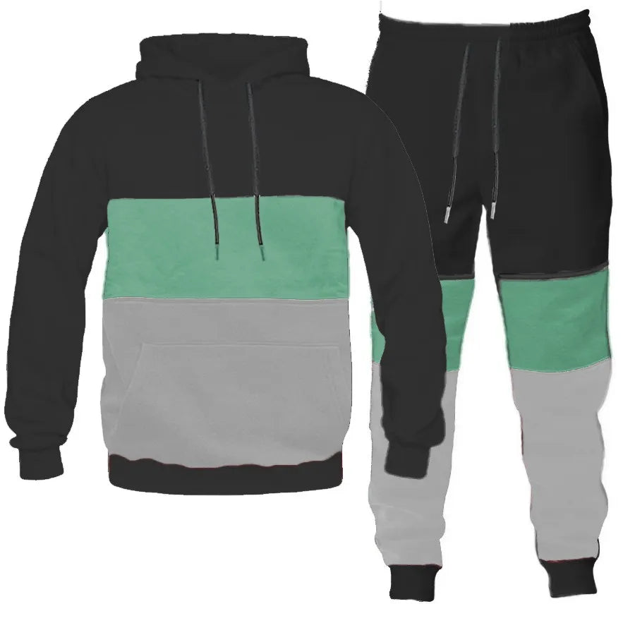 Men's Full Size Drawstring Hoodie Pants Set