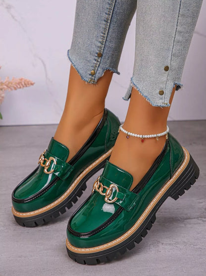 Round Toe Platform Loafers