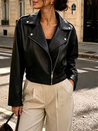 Plus size biker jacket, view 4