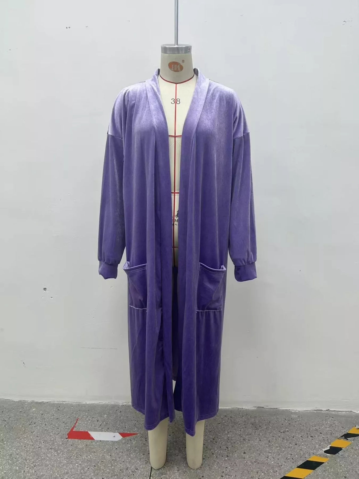 Plus size velvet longline cardigan, view 5
