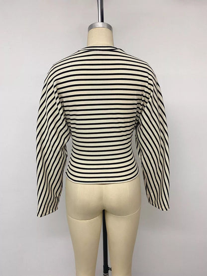 Striped Batwing Sleeve T-Shirt