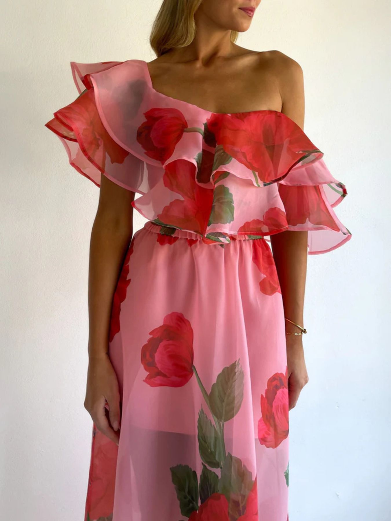 Polka Dot Ruffle Crop Top and Skirt Set