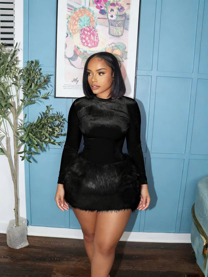 Fluffy Short Skirt Bodycon Dress