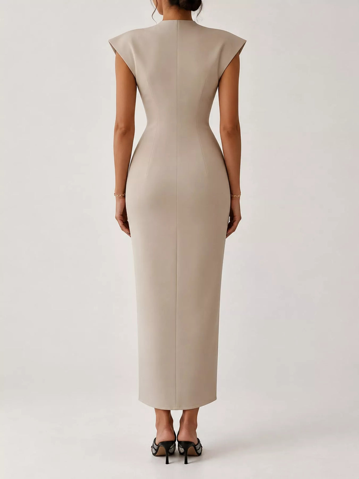 Sleeveless bodycon dress with slit, view 12