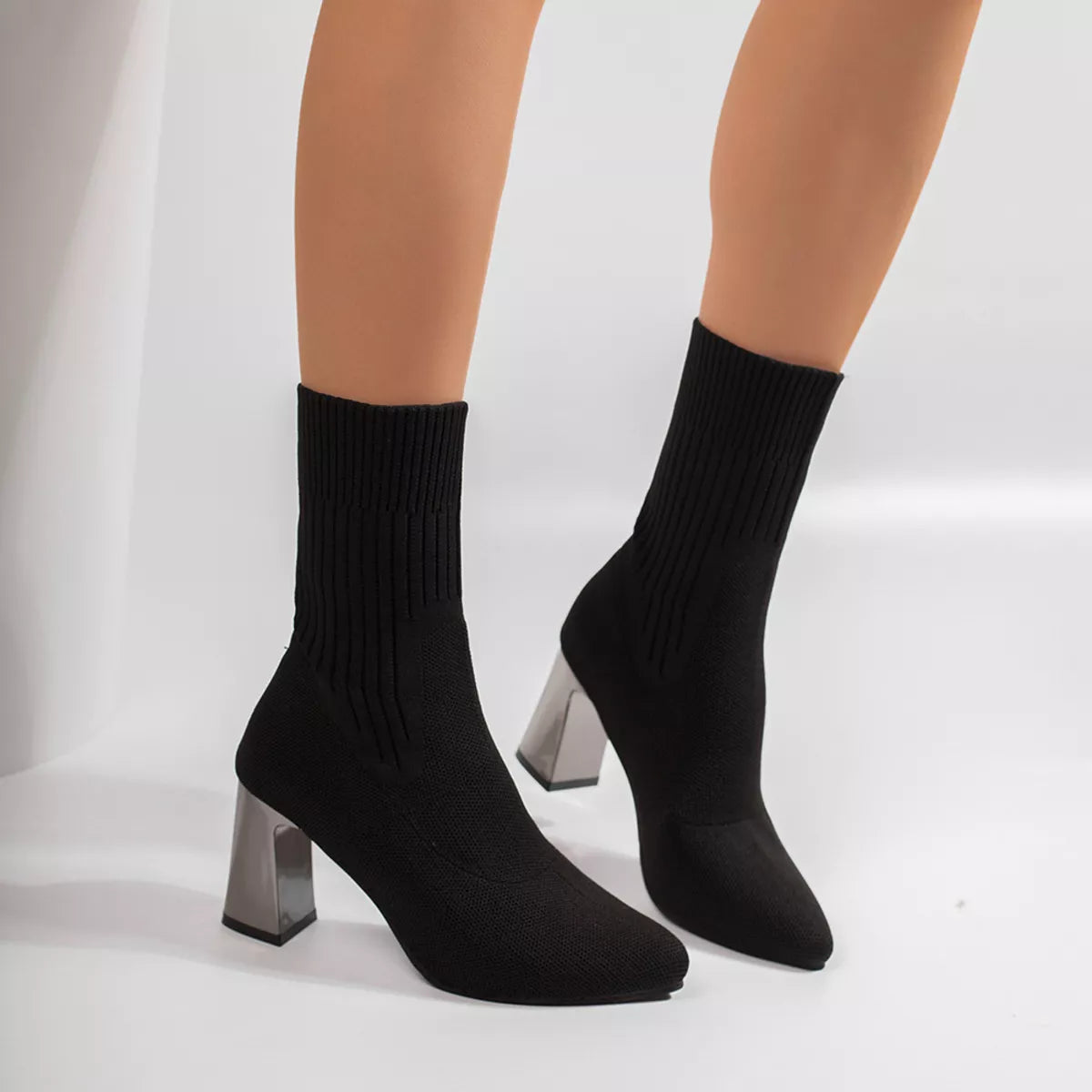 Knit sock boots, view 3