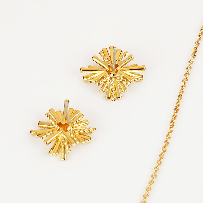 Starburst Gold-Plated Earrings and Necklace Set - MONLANE