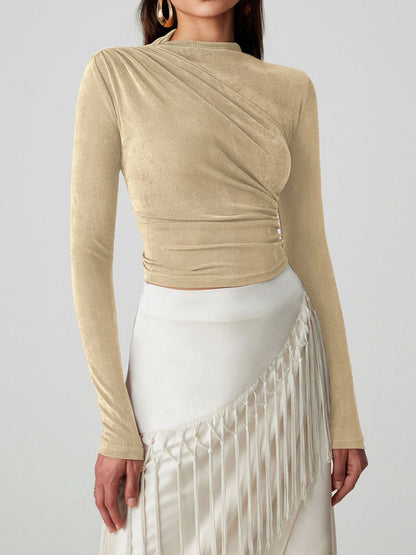 Mock Neck Long Sleeve T-Shirt