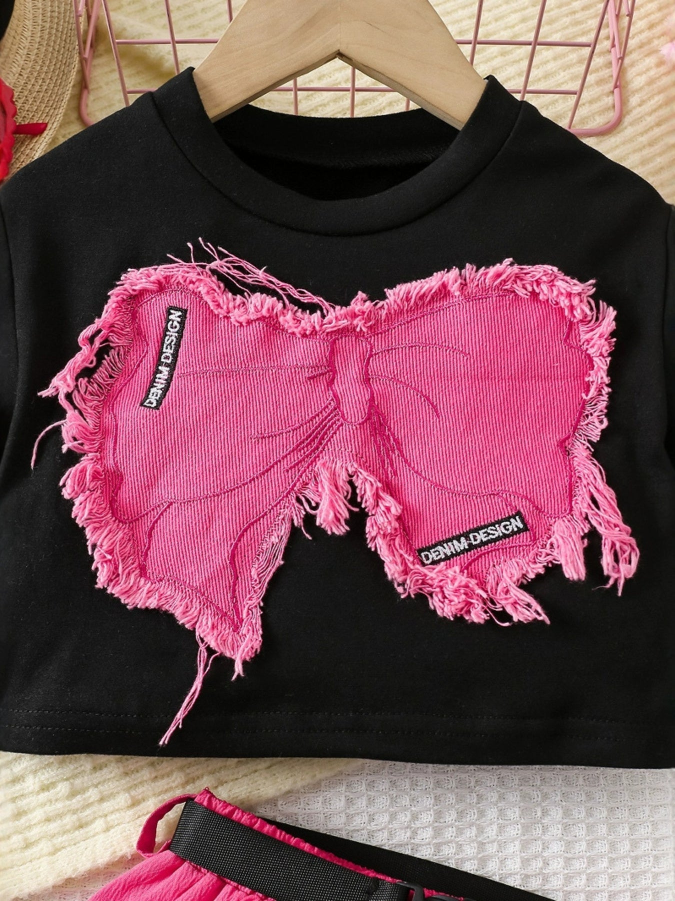 Children's Raw Hem Tee and Skirt Set