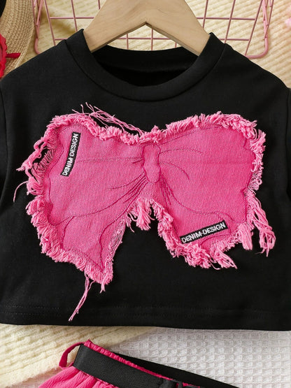 Children's Raw Hem Tee and Skirt Set