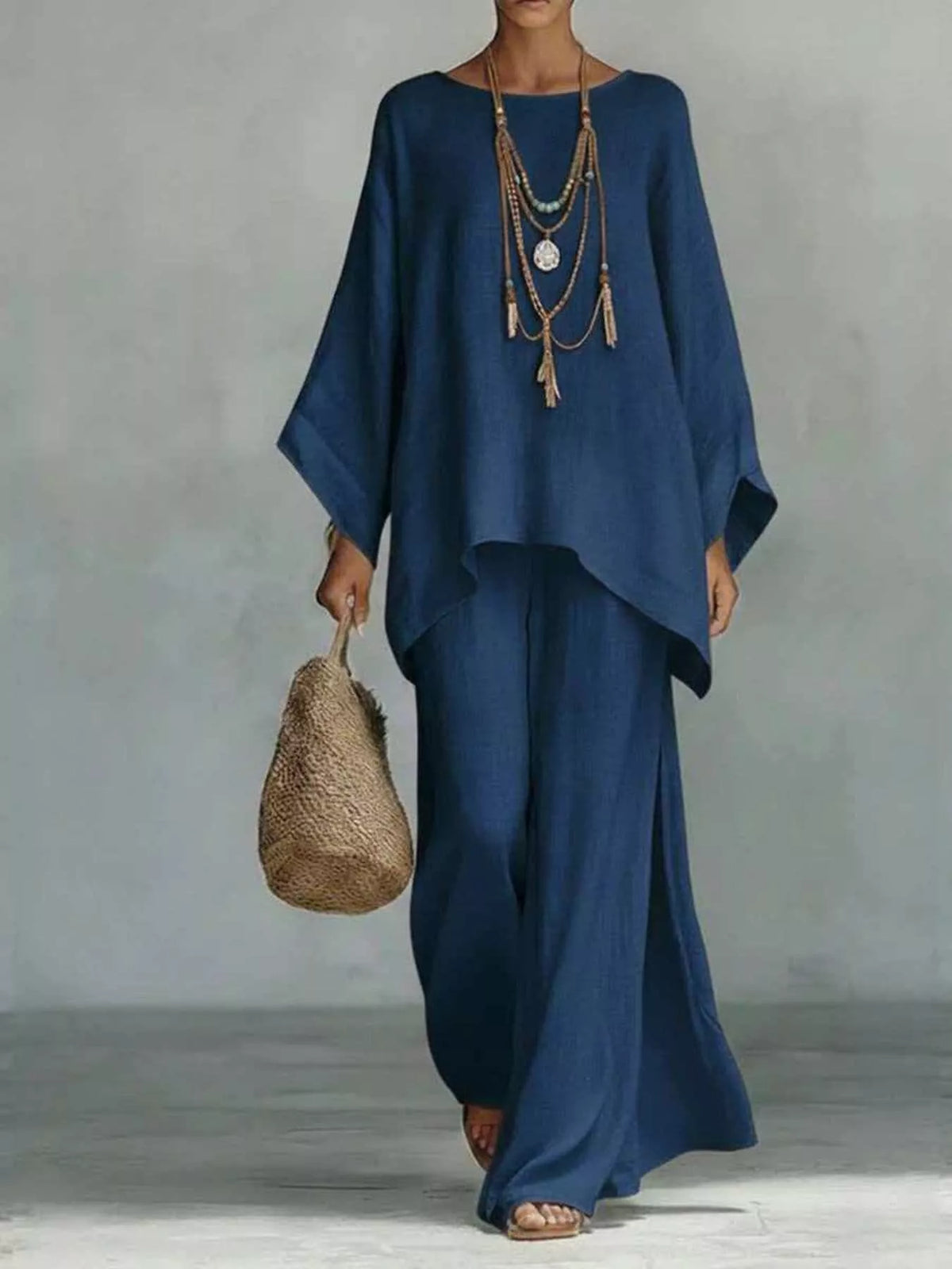 Full Size Casual Loose Fit Top and Pants Set Two-Piece Set Plus Size
