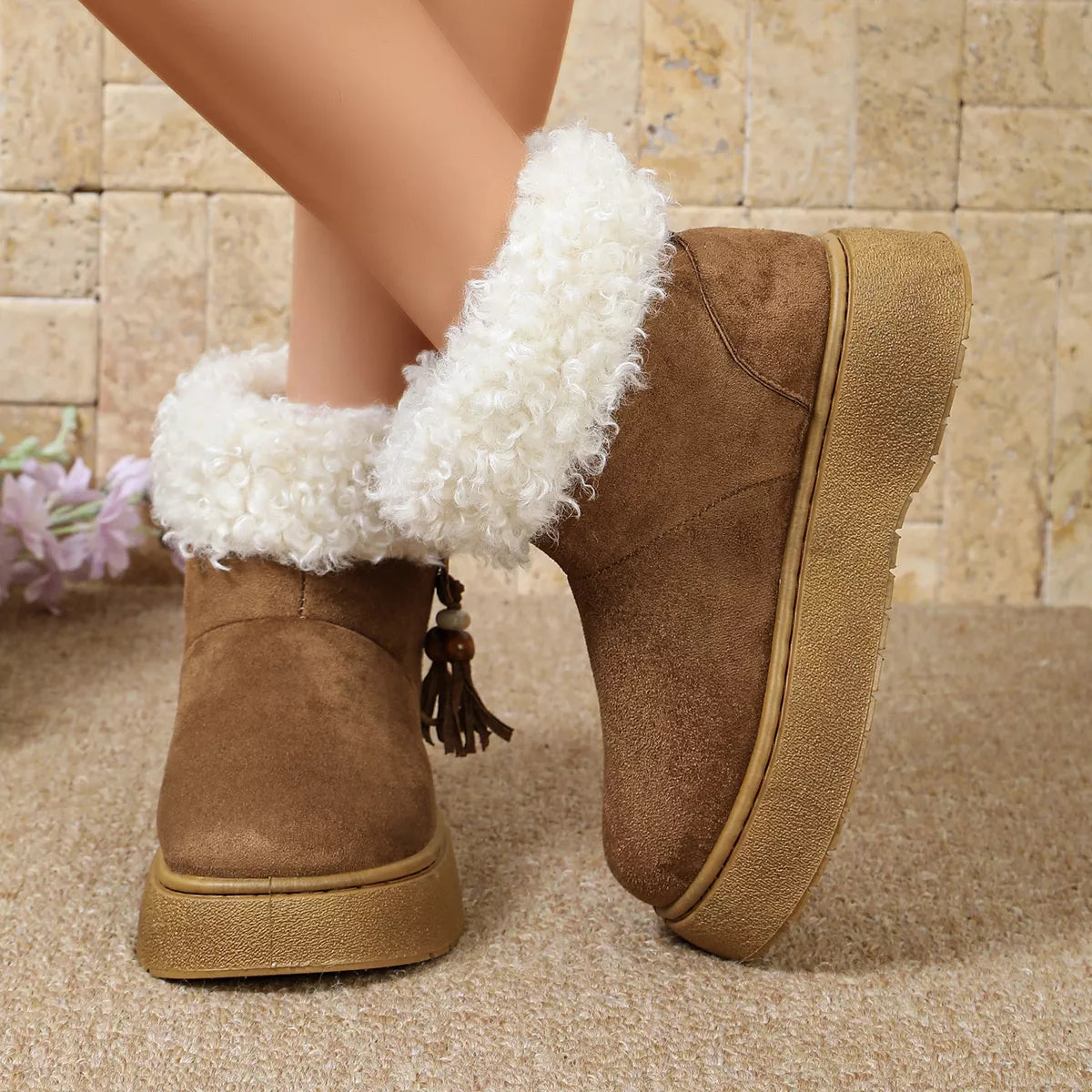Round Toe Faux Fur Lined Boots