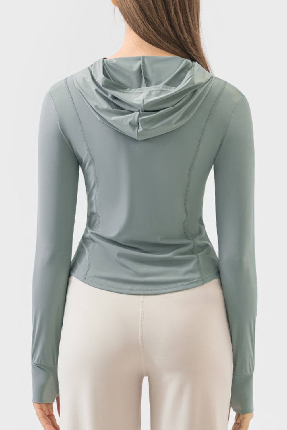 Pocketed Zip Up Hooded Long Sleeve Active Outerwear - MONLANE