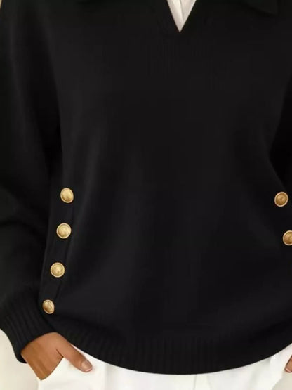 Dropped shoulder button sweater, view 18
