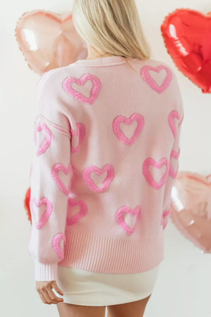 Heart Shape Bubble Sleeve Baggy Sweater