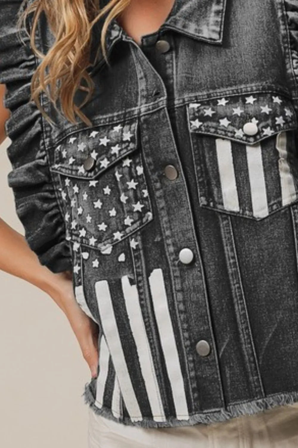 American Flag Washed Denim Jacket