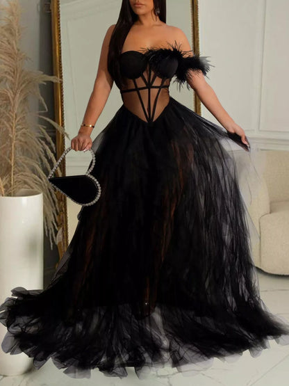 Tiered tulle corset dress, view 5