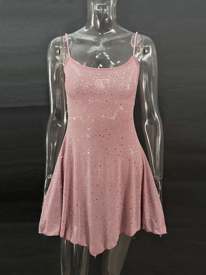 Rhinestone Decor Mini Cami Dress