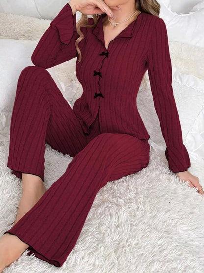 Bow-Front Ribbed Lounge Set for Home and Errands