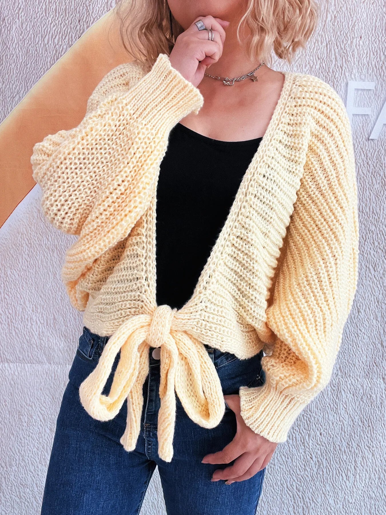 Long Sleeve Tie Front Cardigan