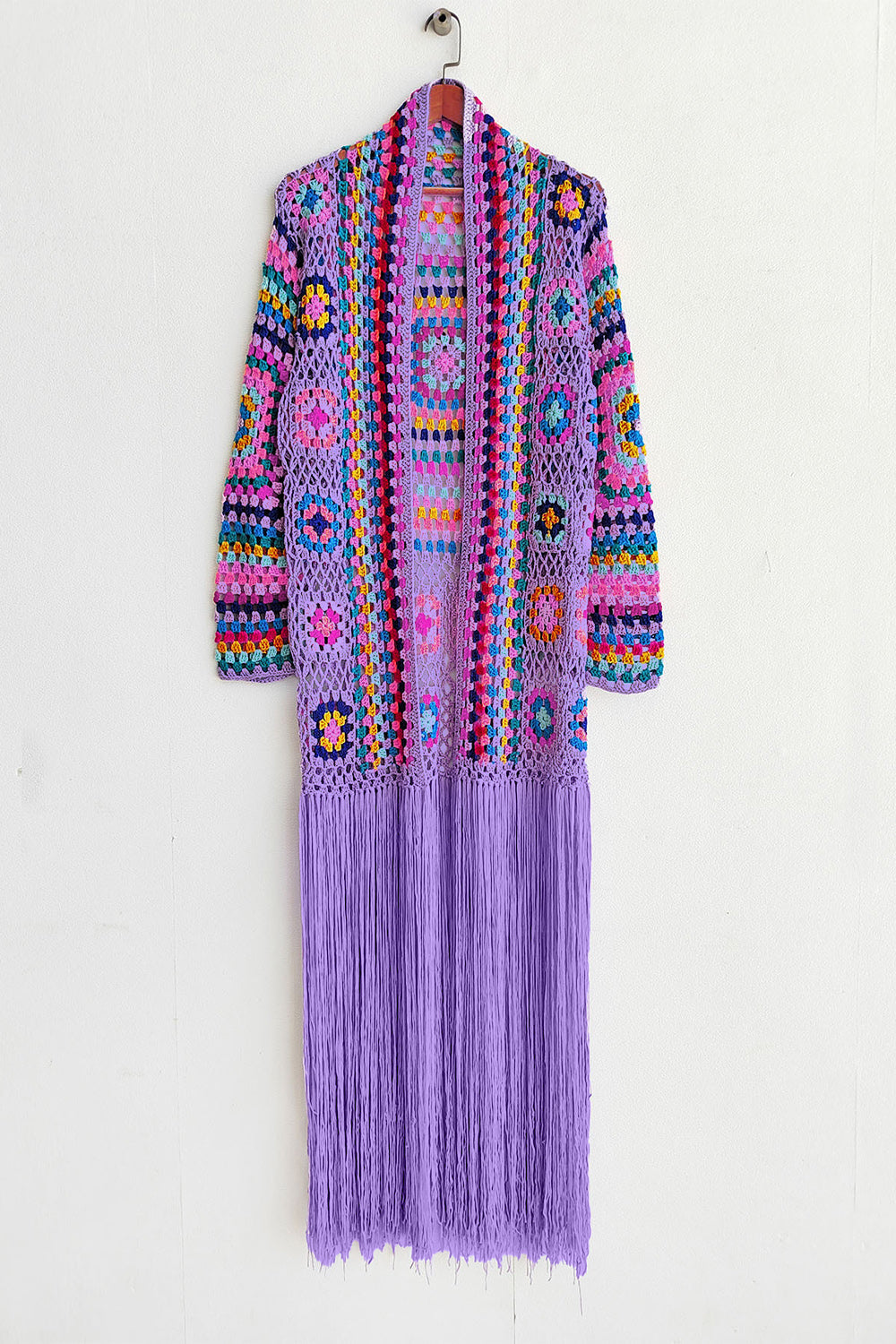 Fringe Crochet Long Sleeve Cardigan