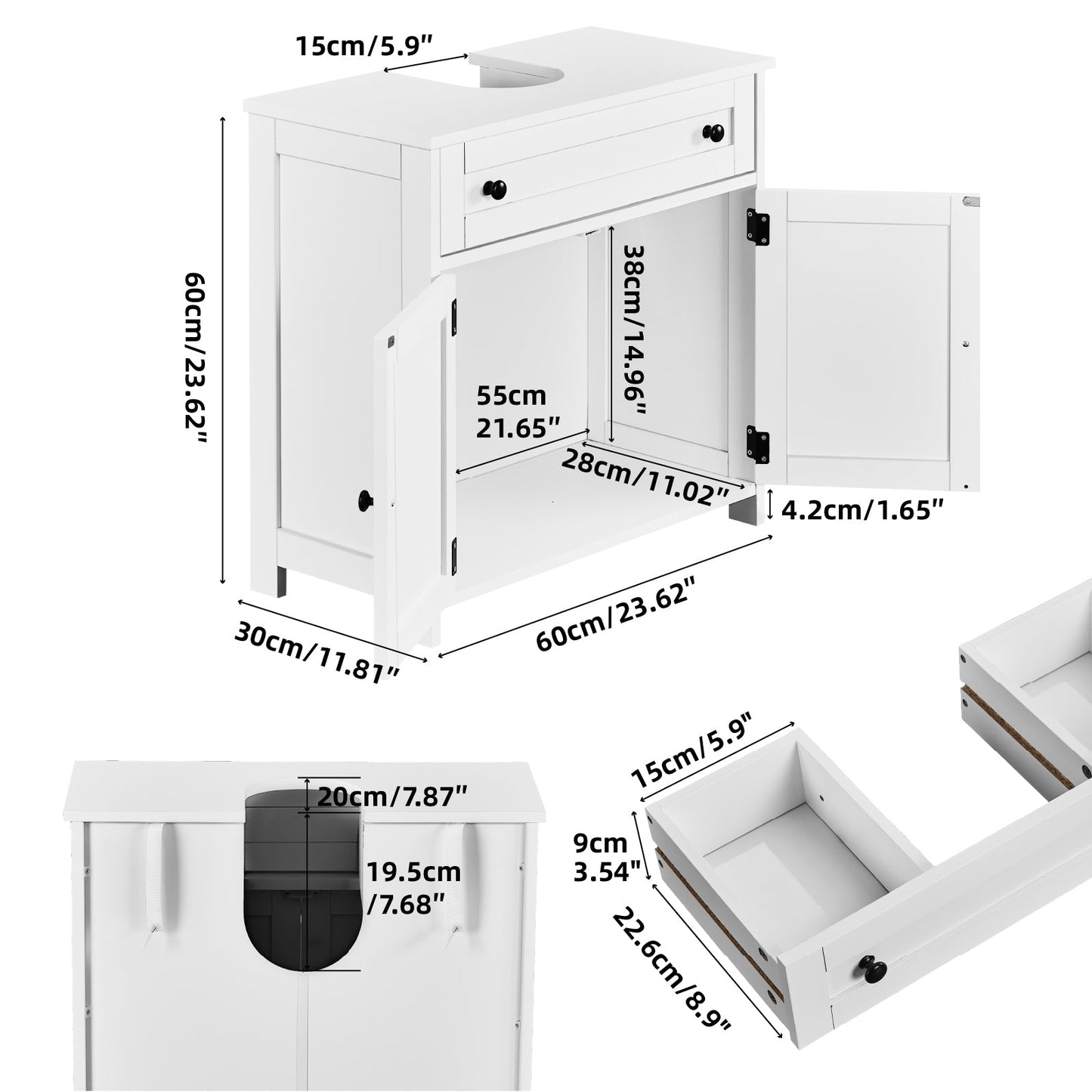 1-Drawer 2-Door Bathroom Vanity Bathroom Cabinet