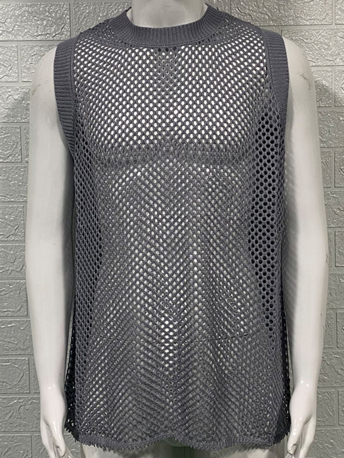 Men's Hollow Out Sleeveless Knit Top