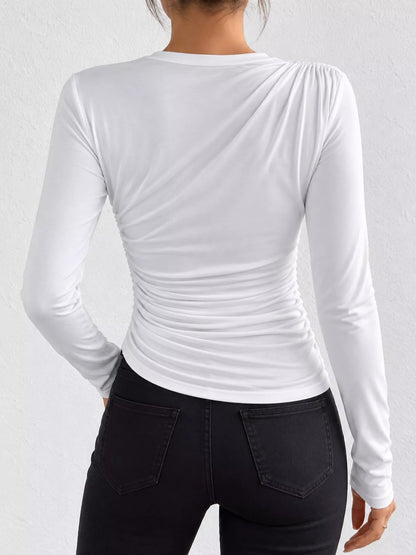 Plus size ruched long sleeve tee, view 13
