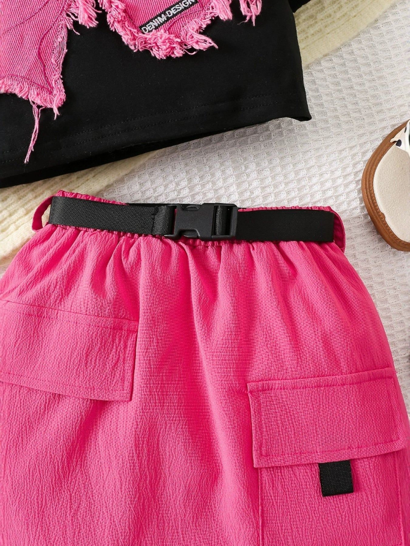 Children's Raw Hem Tee and Skirt Set