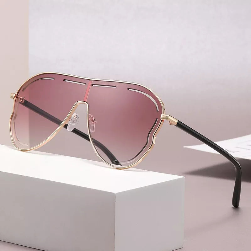 Oversized metal aviator sunglasses, view 6