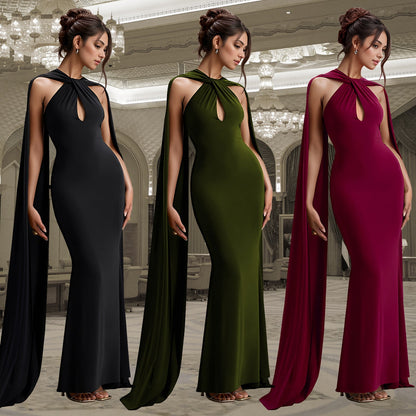 Ribbon solid color dress