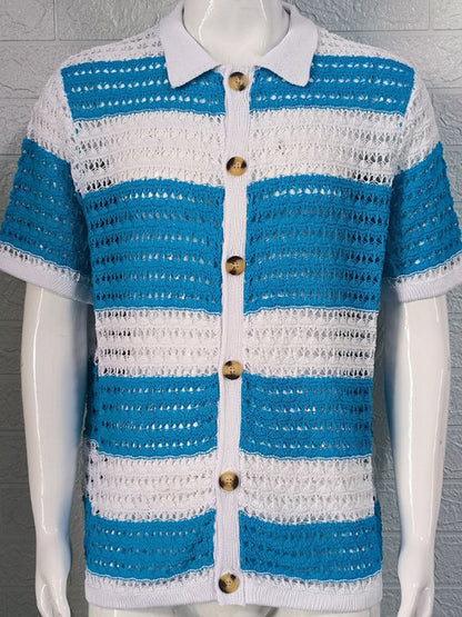 Men's Button Down Openwork Shirt