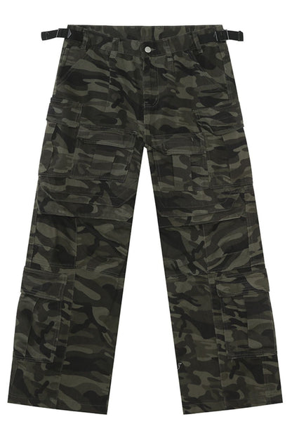 Camouflage Straight Cargo Jeans