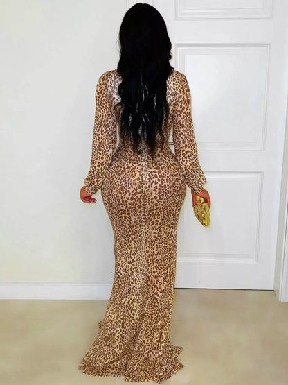 Leopard print maxi dress, view 2