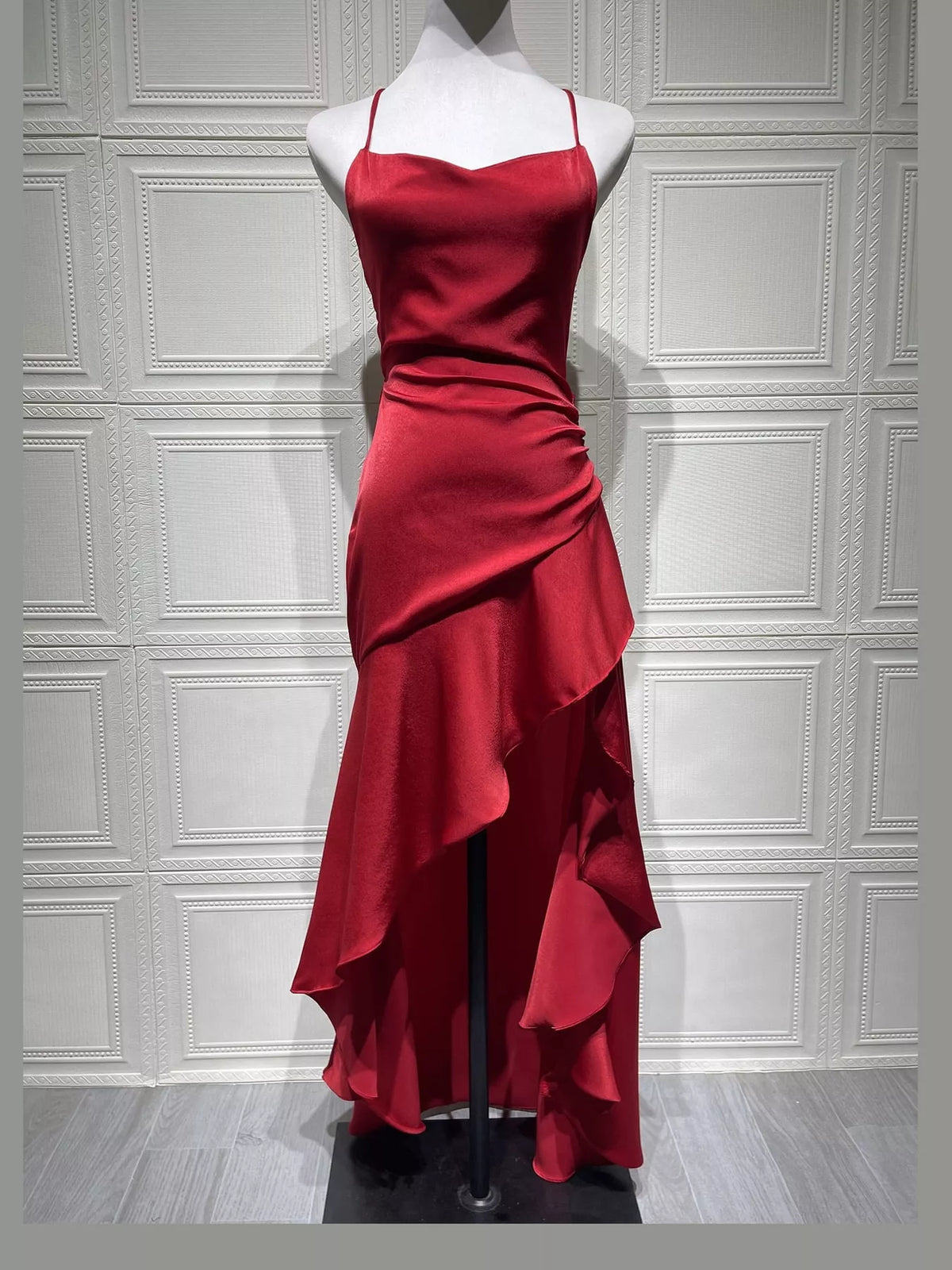 Plus size high-low ruffle evening dress, view 8