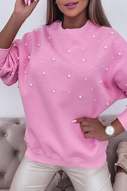 Pearl Detail Ribbed Sweatshirt