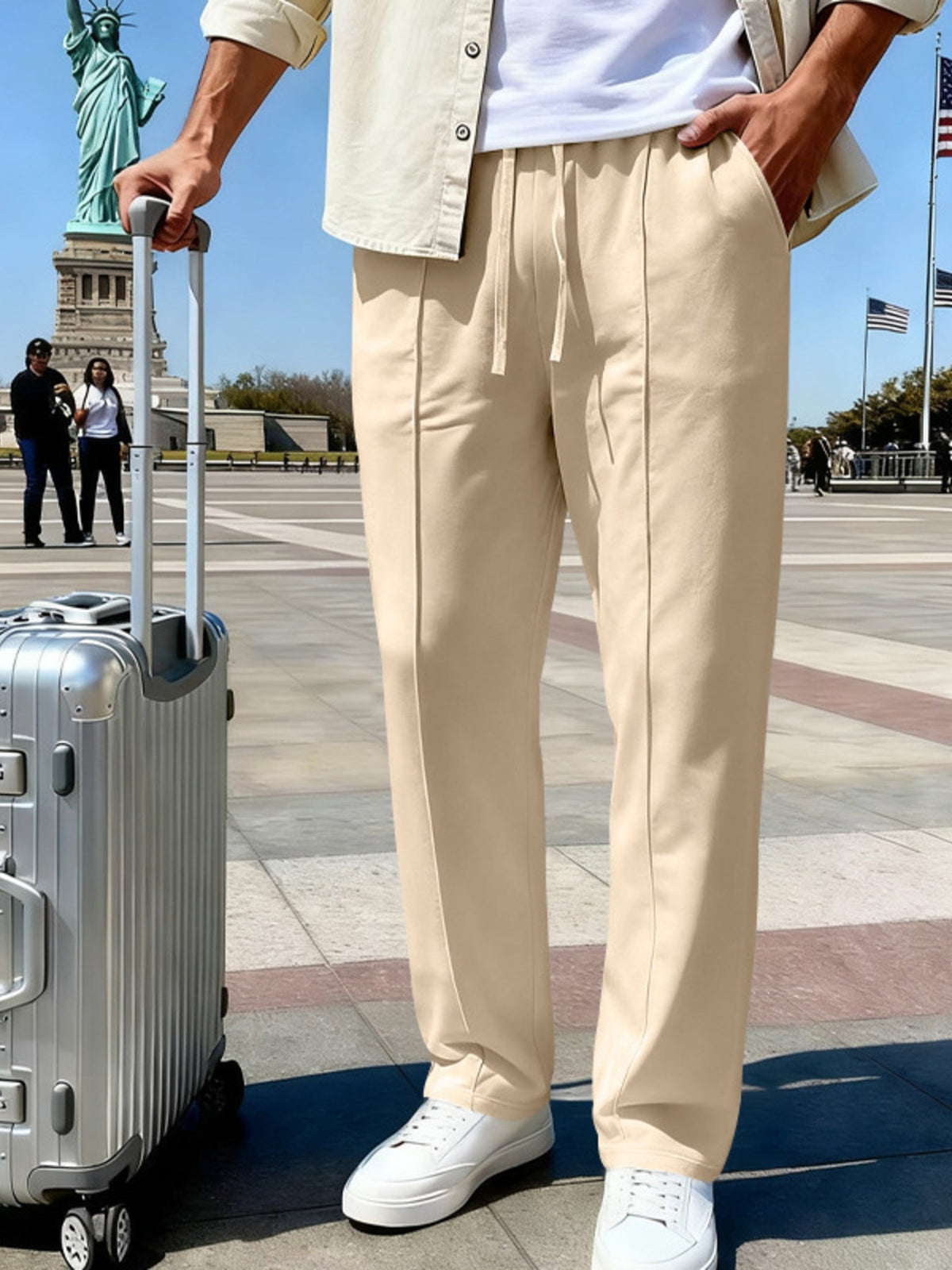 Men's Plus Size Drawstring Straight Leg Pants