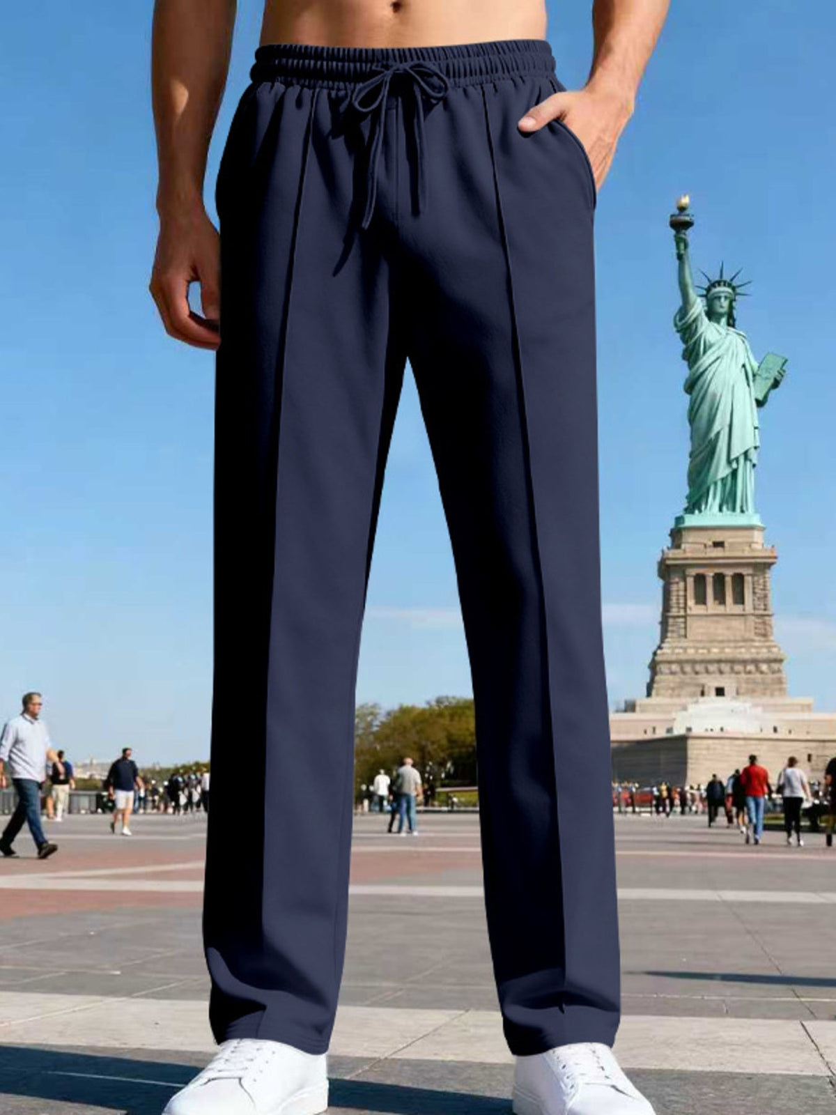 Men's Plus Size Drawstring Straight Leg Pants