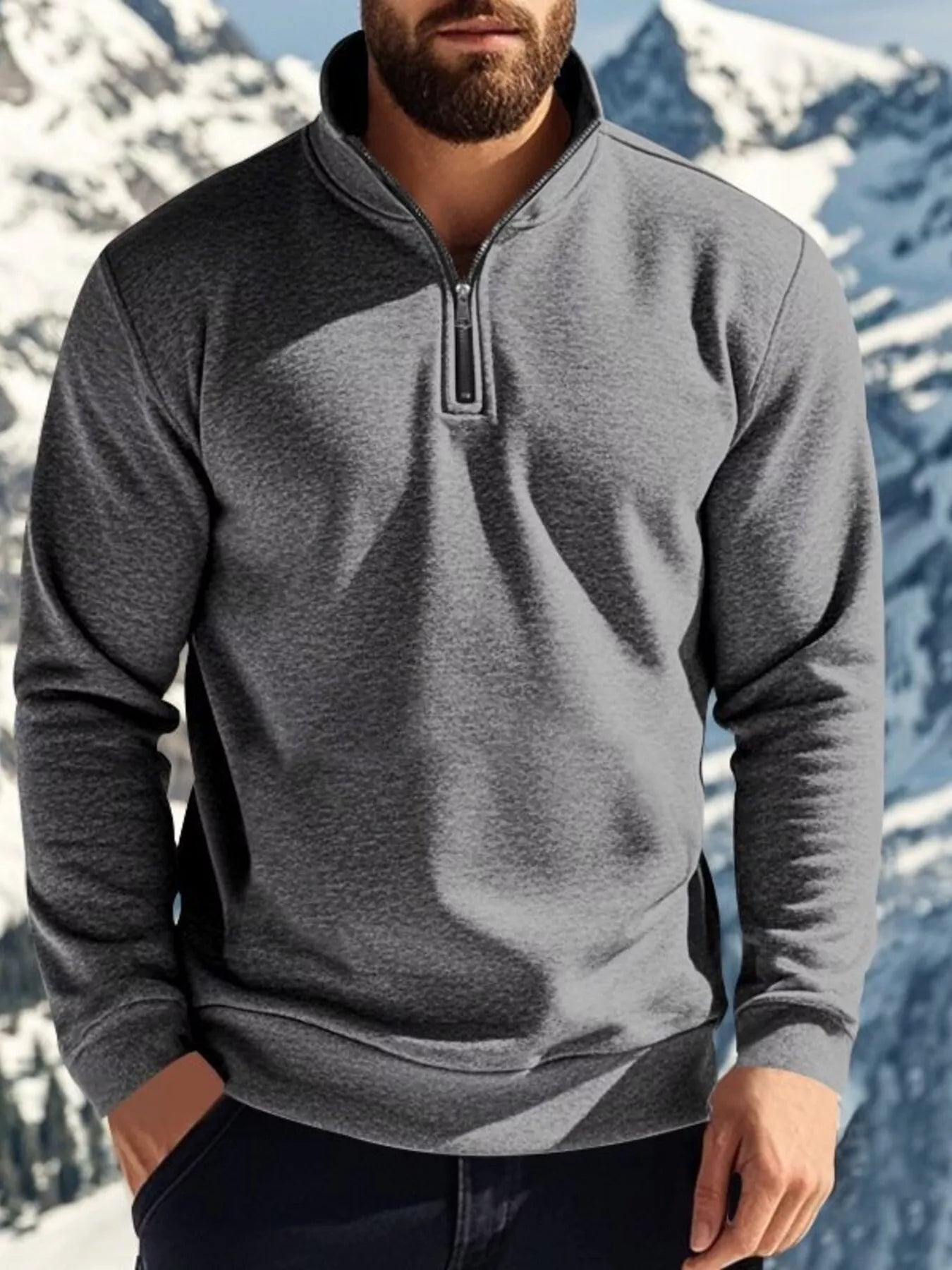 Men's Full Size Solid Color Zip Sweatshirt