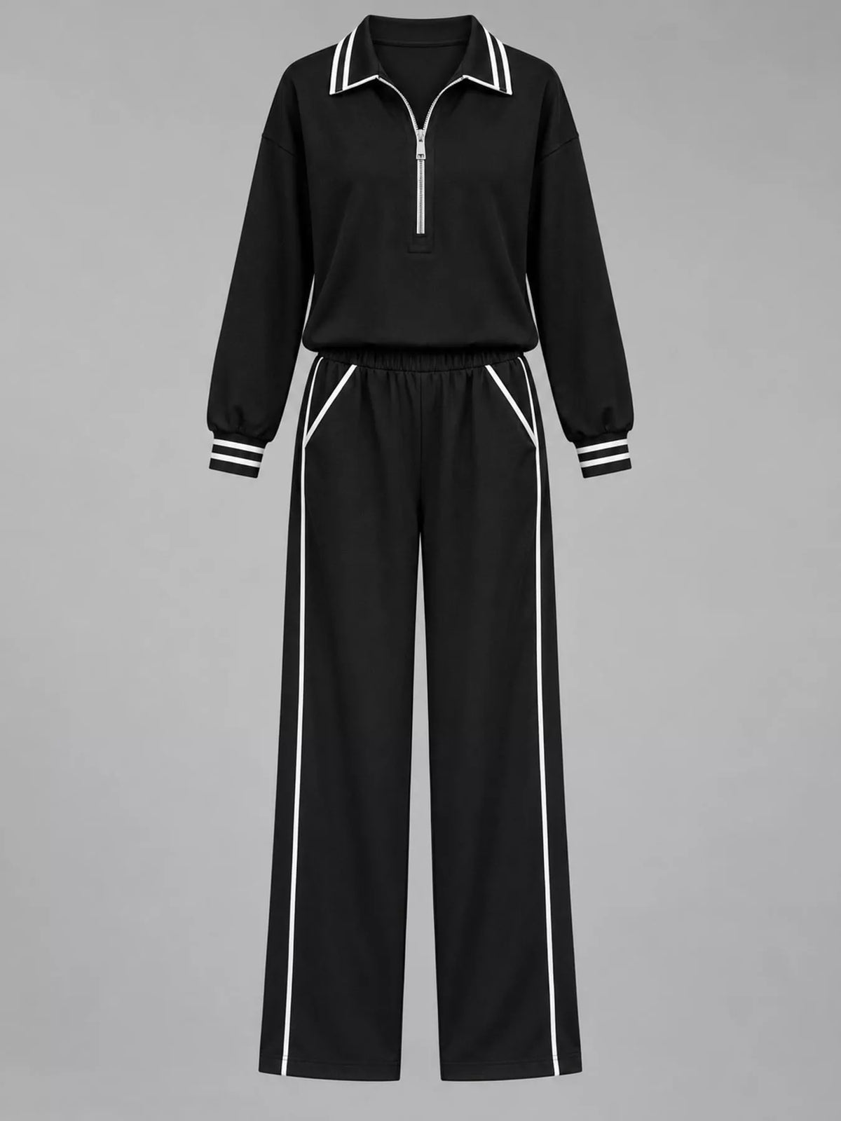 Striped half-zip set, view 9