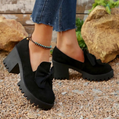 Round Toe Block Heels Pumps