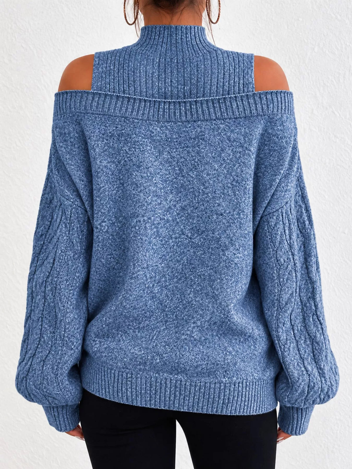 Cold shoulder cable knit sweater, view 11